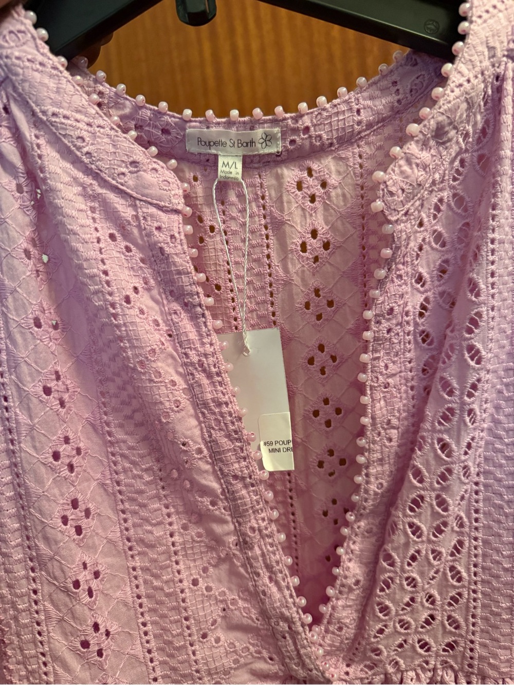 Poupette St. Barth - Aria Lilac Eyelet V-Neck Dress - Picture 6 of 11